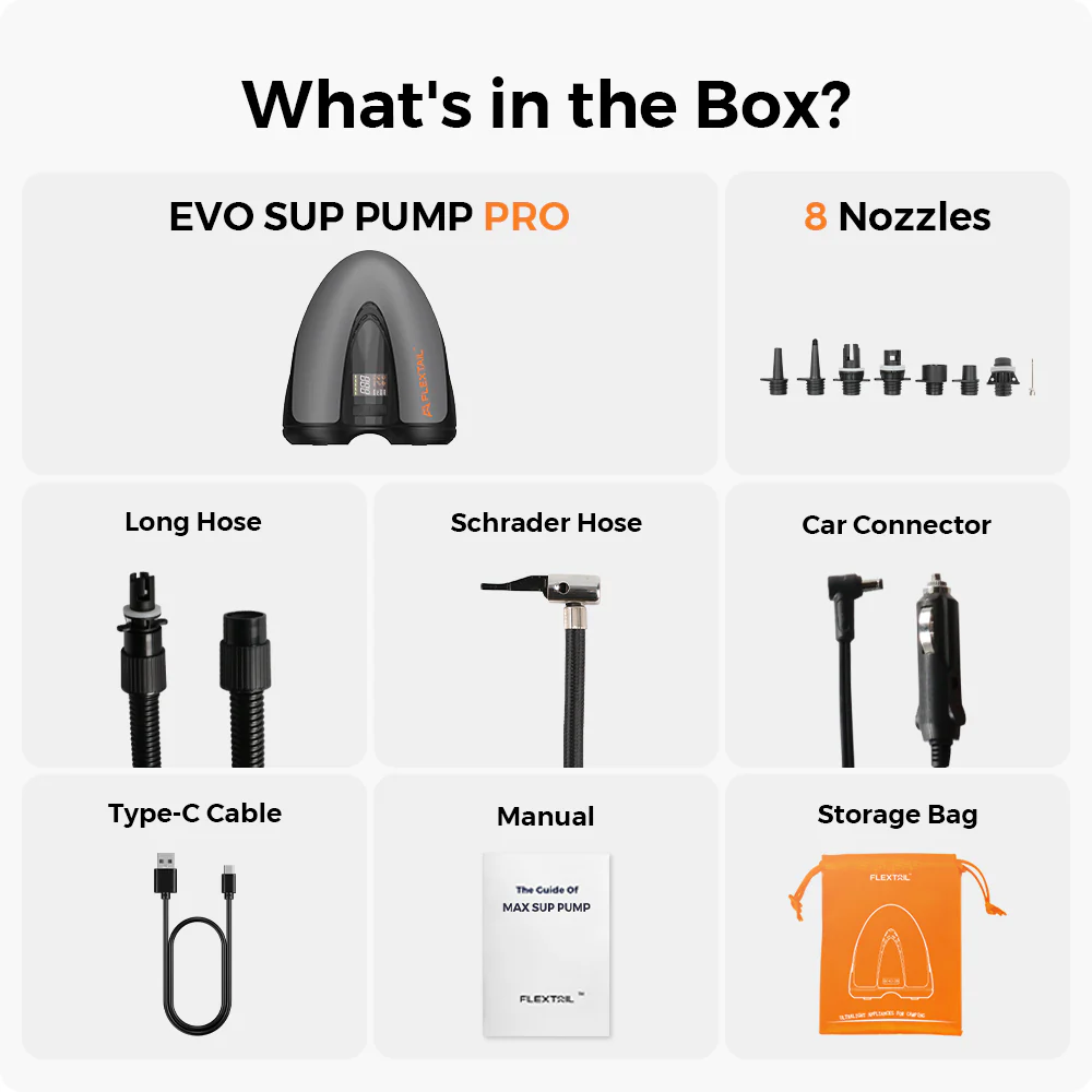 EVO SUP PUMP PRO -45PSI & 8000mAh Built-in Battery SUP & Tire Pump - Image 10