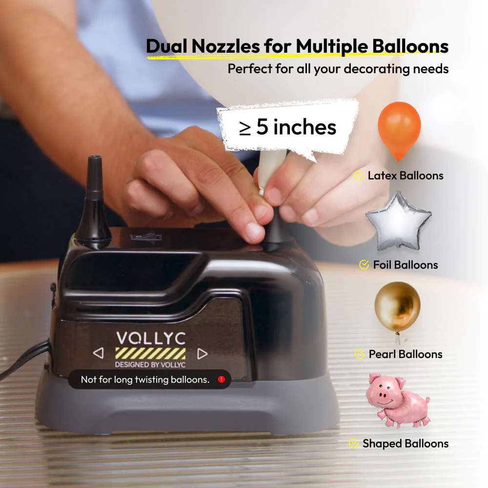 FLEXTAIL × VOLLYC EVO BALLOON PUMP - Electric Balloon Pump with Dual Nozzle & Tie Tool - Image 4