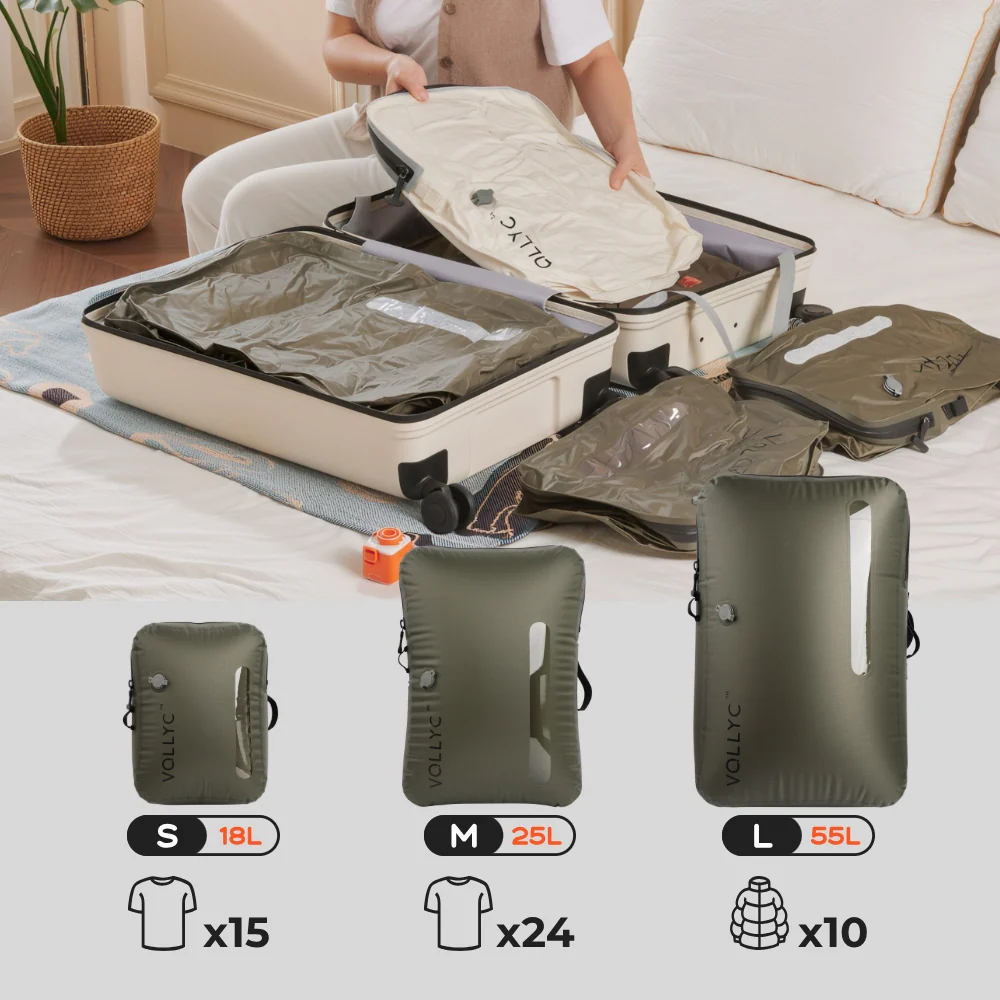 FLEXTAIL X VOLLYC EZY SET BUNDLE - 3 Size Travel Vacuum Pack For Luggage Space Saving - Image 5
