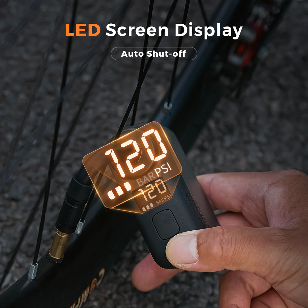 TINY BIKE PUMP PRO-120 PSI High Pressure and LED Display Electric Bike Pump - Image 6